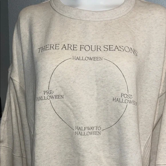 Cream Graphic Sweatshirt for the Halloween lover size large Aerie - Picture 3 of 16